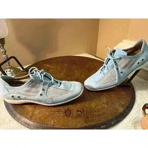 Stuart Weitzman Womens 7 1/2 Medium blue  Leather Comfort Walking Sneaker Shoes